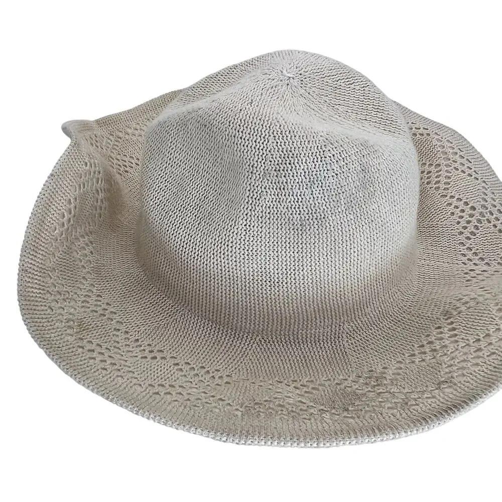 Wyeth Evie Mesh Hat Crochet Knit Cream Packable One Size Sun Hat